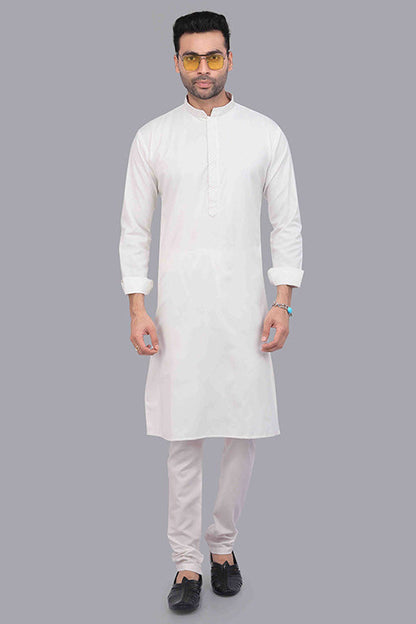 White Colour Kurta Pajama In Cotton VSKP1210175