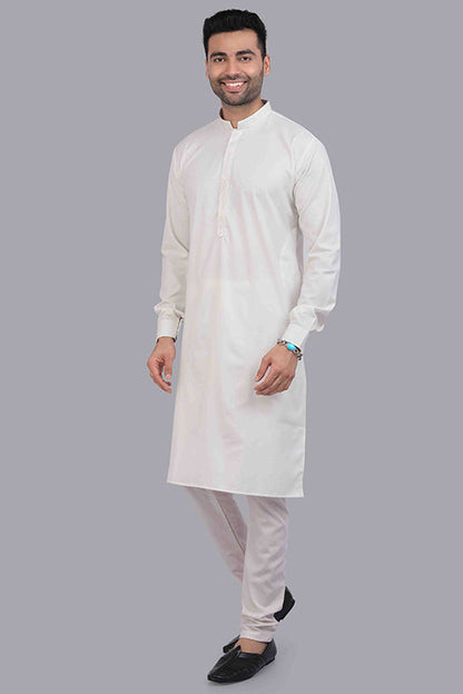 White Colour Kurta Pajama In Cotton VSKP1210184