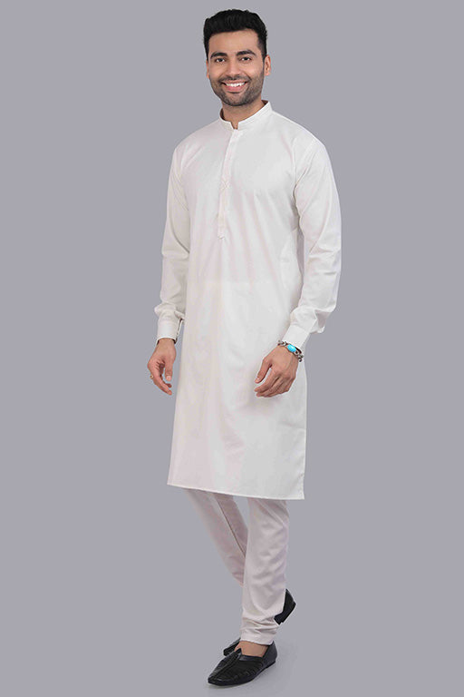 White Colour Kurta Pajama In Cotton VSKP1210184
