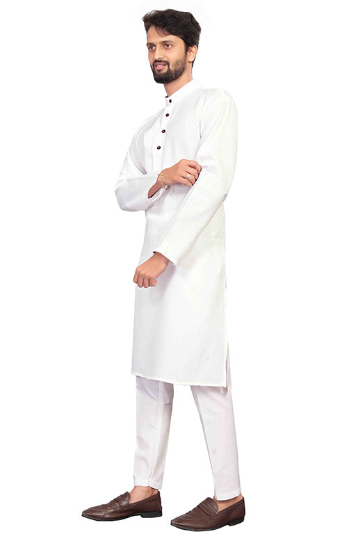 White Colour Kurta Pajama In Cotton VSKP1210203