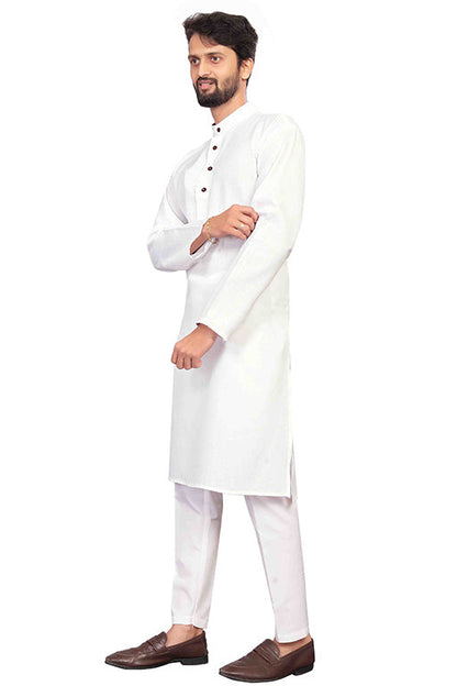 White Colour Kurta Pajama In Cotton VSKP1210203