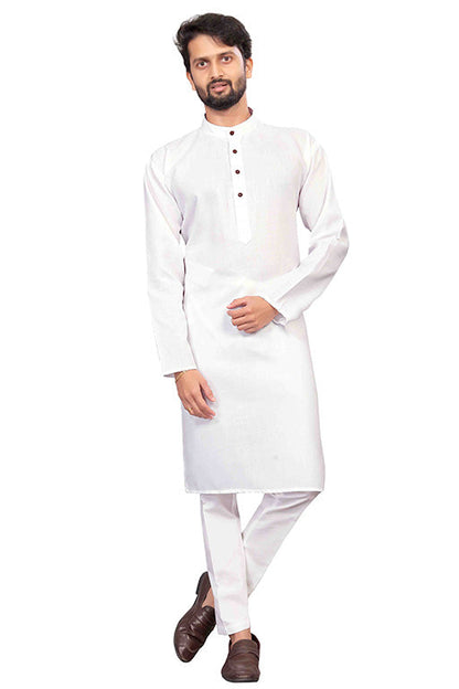 White Colour Kurta Pajama In Cotton VSKP1210203
