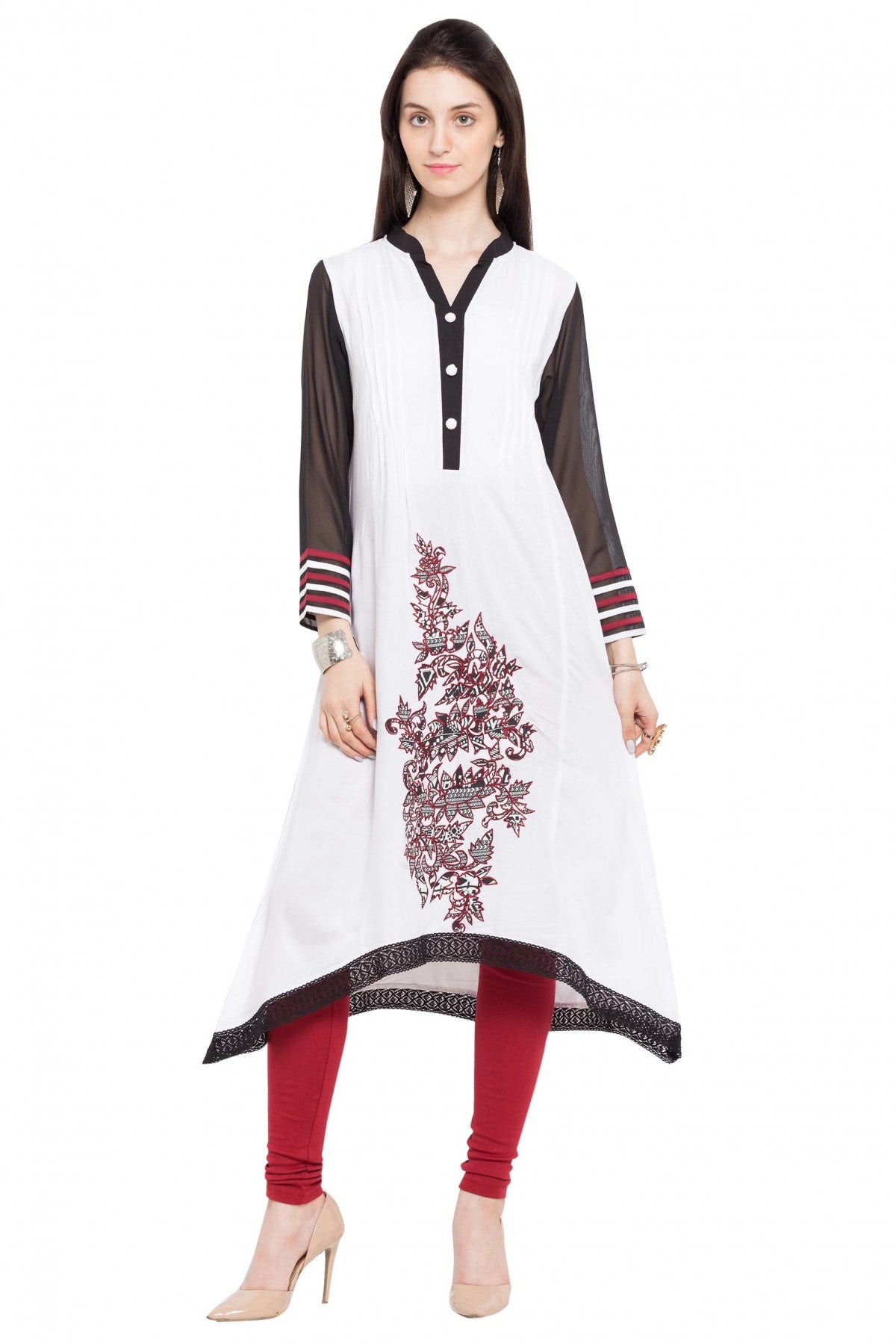 White Colour Plus Size Cotton Kurti