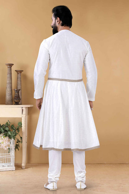 White Colour Silk Kurta Pajama VSKP1130107
