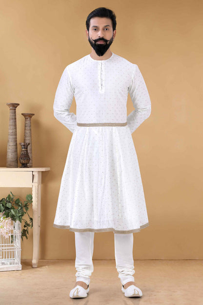 White Colour Silk Kurta Pajama VSKP1130107