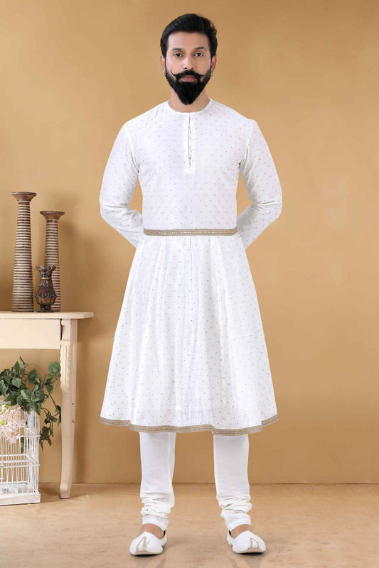 White Colour Silk Kurta Pajama VSKP1130107