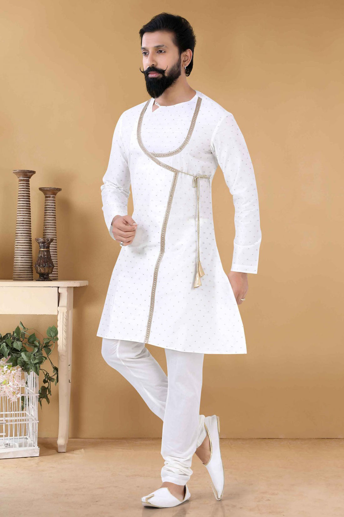 White Colour Silk Kurta Pajama VSKP1130108