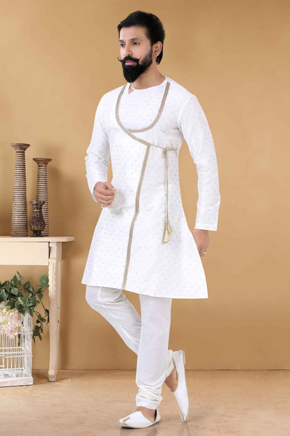 White Colour Silk Kurta Pajama VSKP1130108