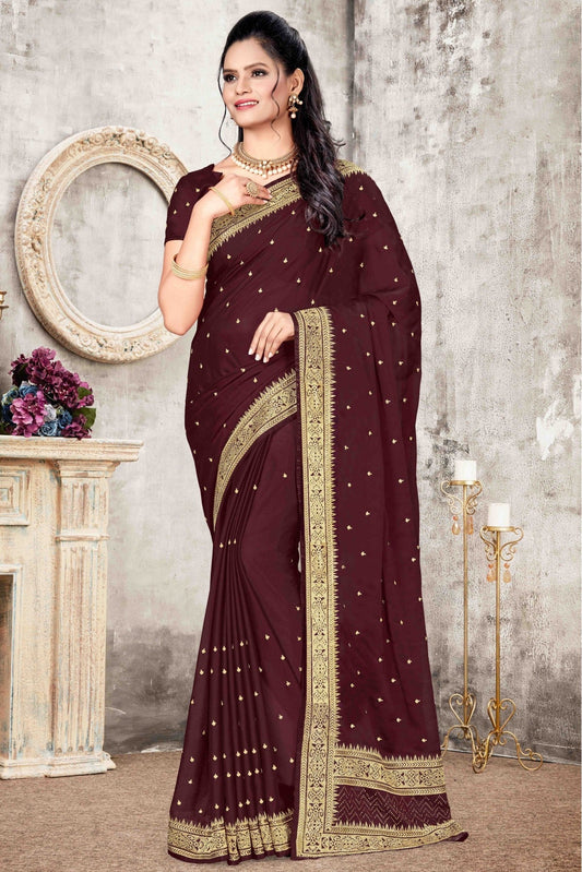 Wine Colour Rangoli Silk Designer Saree VSSD1120692
