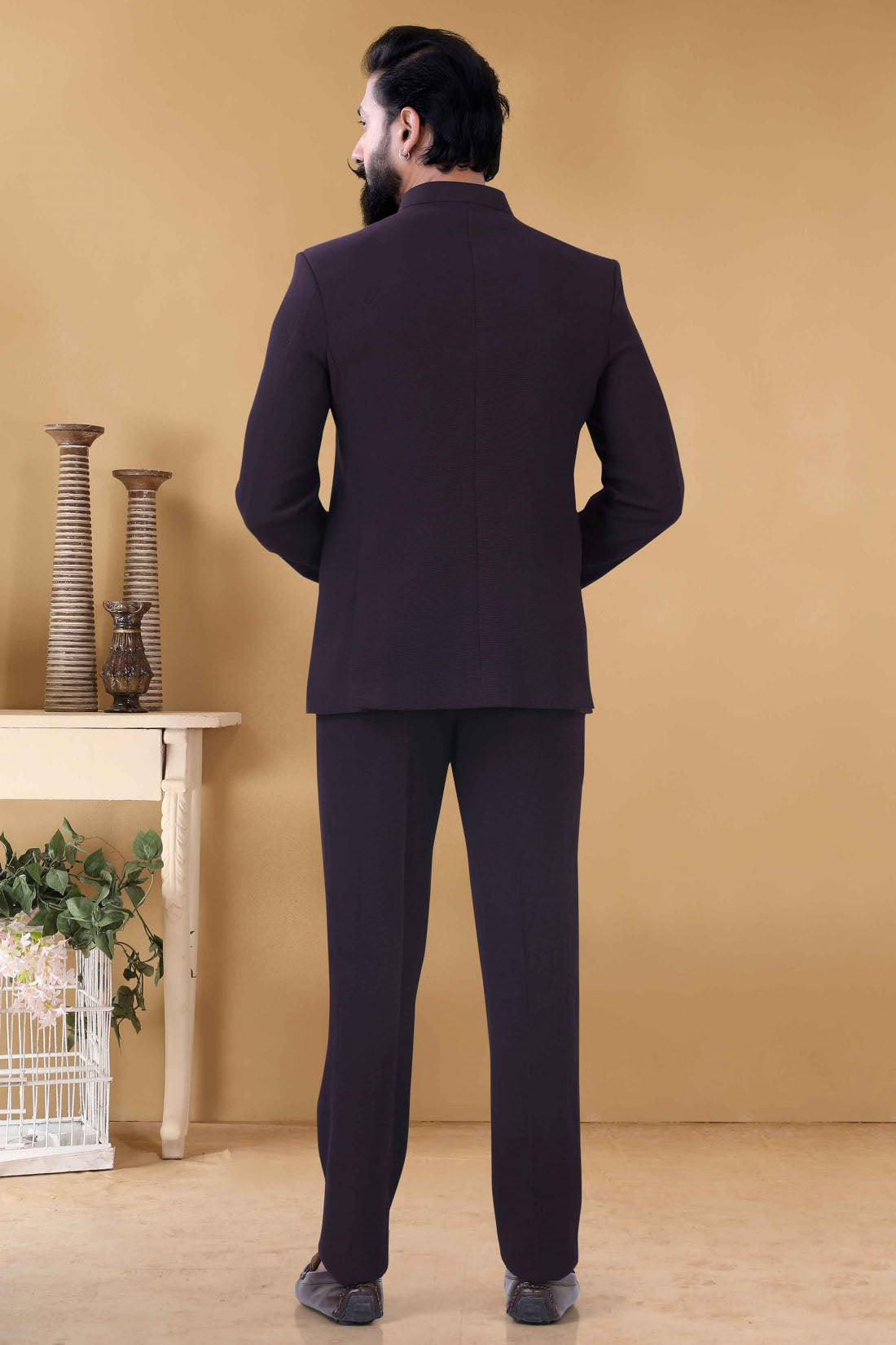 Wine Colour Rayon Jodhpuri Suit VSSH1130013