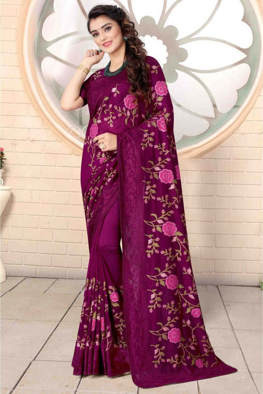Wine Colour Vichitra Silk Designer Saree VSSD1120720