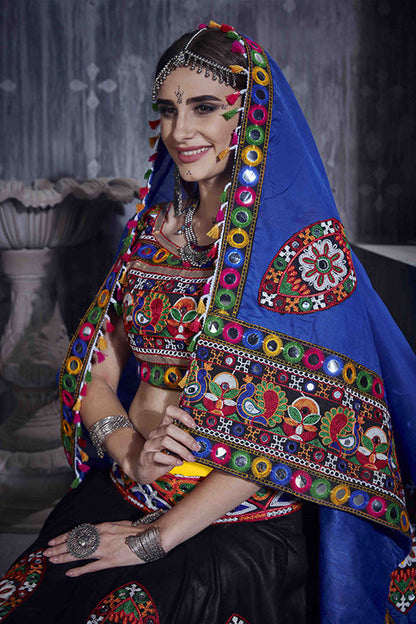 Yellow And Black Colour Art Silk Navratri Lehenga Choli VSLC1240063