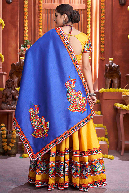 Yellow Colour Art Silk Navratri Lehenga Choli VSLC1240071
