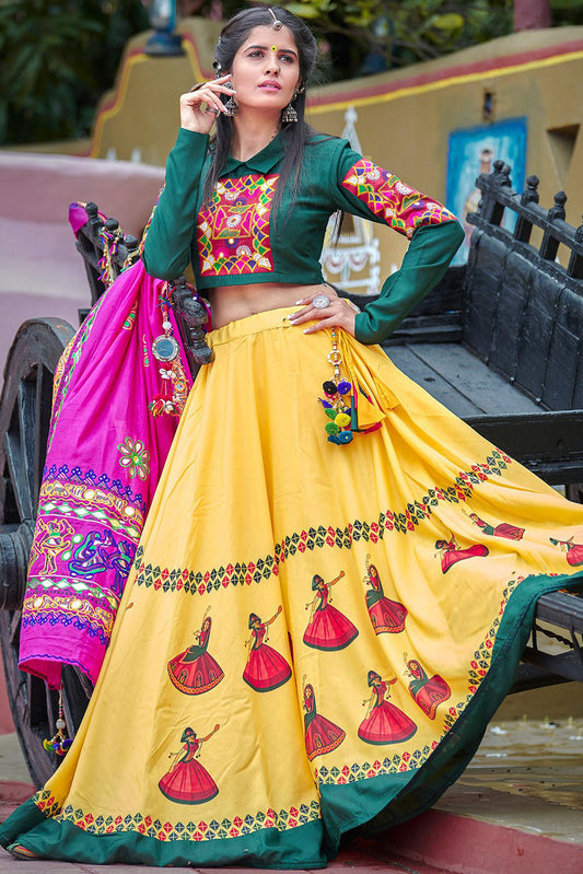 Yellow Colour Cotton Embroidery Lehenga Choli VSLC1150005