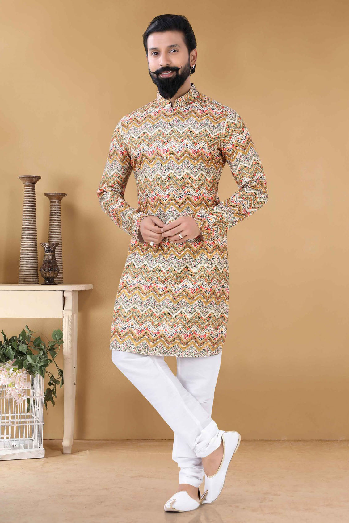 Yellow Colour Cotton Kurta Pajama VSKP1130079