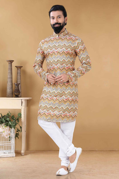 Yellow Colour Cotton Kurta Pajama VSKP1130079