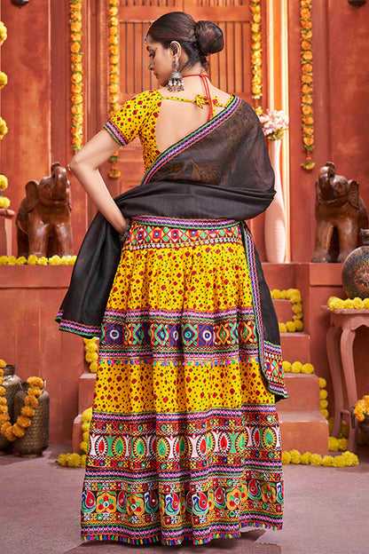 Yellow Colour Cotton Silk Navratri Lehenga Choli VSLC1240075
