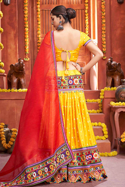 Yellow Colour Cotton Silk Navratri Lehenga Choli VSLC1240077