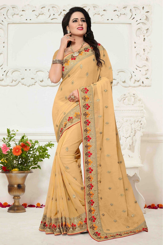 Yellow Colour Georgette Saree VSSD1120415