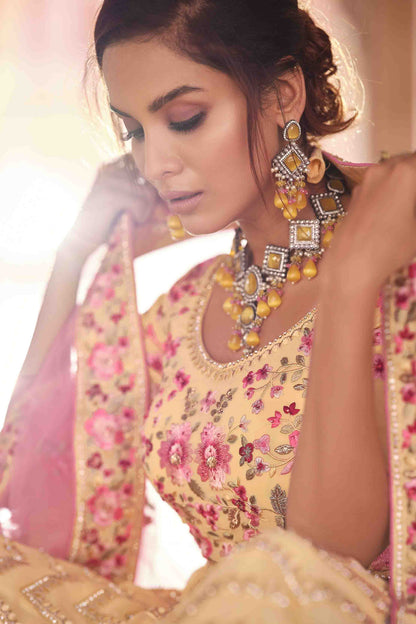 Yellow Colour Georgette Thread Work Lehenga Choli