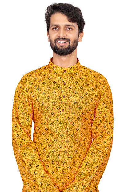 Yellow Colour Kurta Pajama In Cotton VSKP1210187