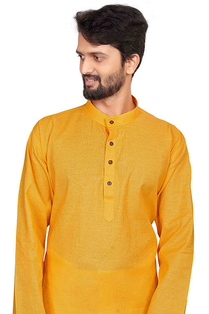 Yellow Colour Kurta Pajama In Cotton VSKP1210195