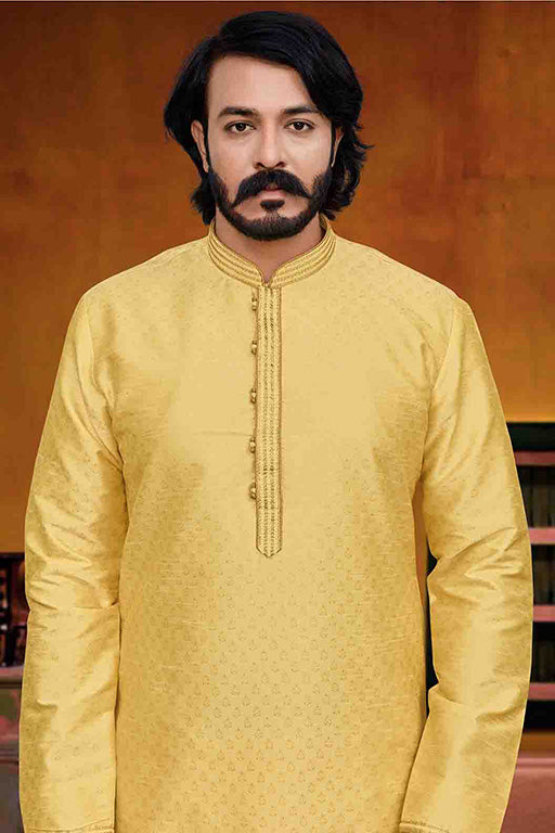Yellow Colour Kurta Pajama In Silk VSKP1210240