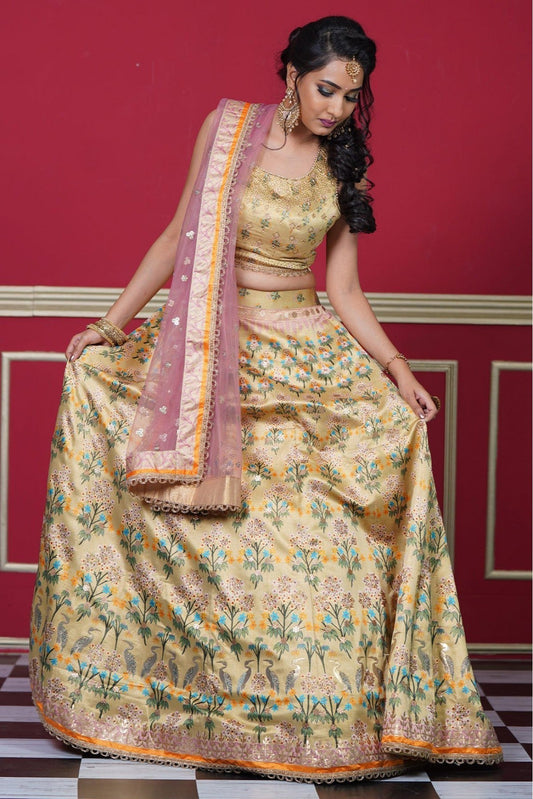 Yellow Colour Silk Embroidery Lehenga Choli VSLC1080567